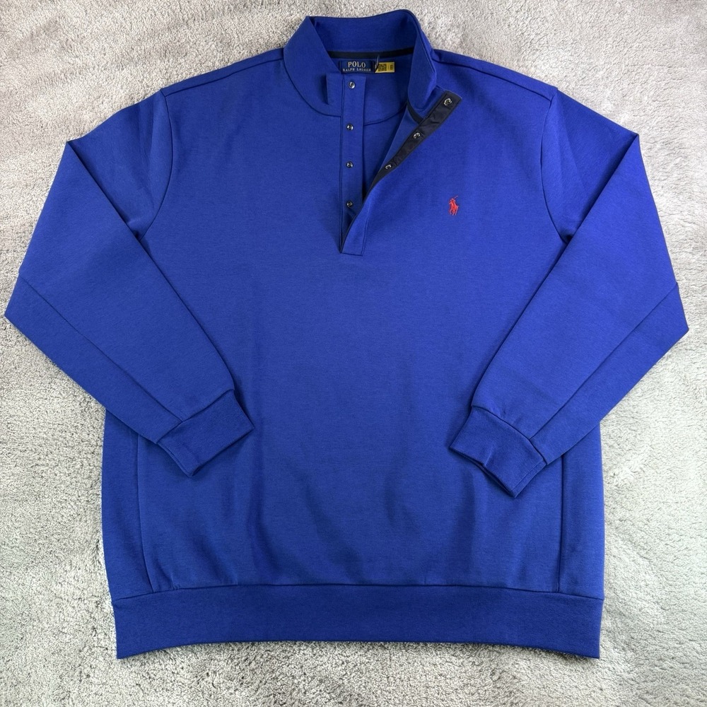 Polo Ralph Lauren Sweatshirt Men's XLT Blue Quarter Snap Pullover Pony Logo NWOT